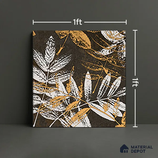 Floral Wall Tile TL 07249 B Plana 8006 GLM (Gold) 1 ft x 1 ft Ceramic Matte Finish - 9 mm  | 2 mm Spacer is Mandatory | Please Expect a Slight Variation of Pattern (Sample)